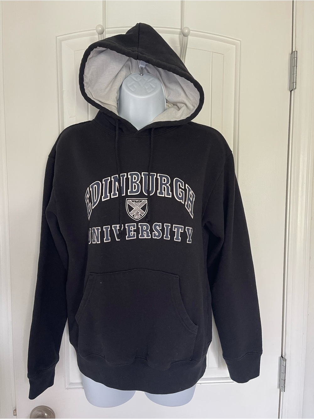 Edinburgh University Black Hooded Sweatshirt with Lined Hood